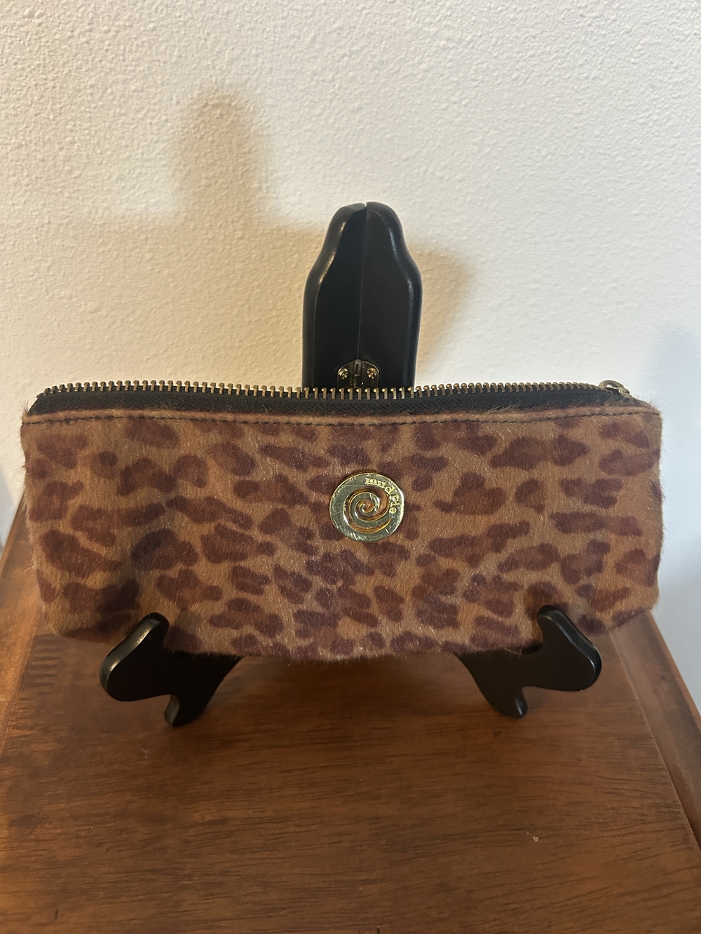 Mud Pie Leopard Print Zip Wallet with Gold Accent